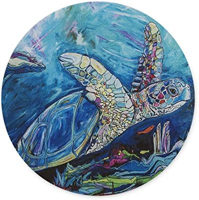 Turtle in the Deep Sea Design Personalized Round Desktop Mousepad Mouse Pad (20 x 20 cm)