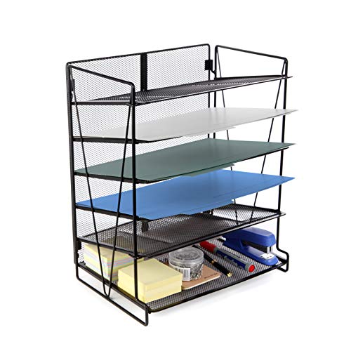 Veesun Desk Organizer,Desktop File-Organizer Letter Paper Tray Holder,6-Tier,Black