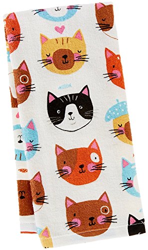 Kay Dee 4 Piece Kitchen Set - 2 Terry Towels, Oven Mitt, Potholder (Crazy Cat)