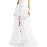 White Tulle Skirt Detachable Train Wedding Dress Long Tulle Skirt for Women Birthday Wedding for Bridal Party Cocktail Party Festival Maxi Mesh Overskirt Outfits