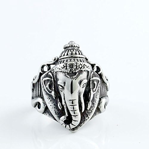 TIDOO Jewelry Punk Series Mens Vintage Gothic Biker Chrome Hearts Style Elephant Ring Antique Black Silver 316L Stainless Steel Crystals Wide Cast Rock Finger Band Best Gift For Cowboy Knight Cavalier Chevalier Party Halloween Easter Day Cosplay Halley Biker Token Anniversary R723