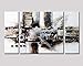 Noah Art-Black and White Abstract Art, 100% Hand Painted Abstract Oil Paintings on Canvas, Large 3 Panel Framed Modern Abstract Wall Art for Living Room Home Decor, 24 Inches Height x 48 Inches Width