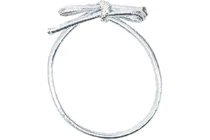Mandala Crafts 3 Inches Silver Stretch Loops with Pre-Tied Bows from Elastic Ribbon - Metallic String Elastic Bows for Gift Boxes Tags Gift Wrapping Pack of 100