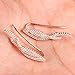 EVER FAITH 925 Sterling Silver CZ Art Deco Vine Sweep Ear Cuff Wrap Hook Earrings Clear Rose Gold-Tone