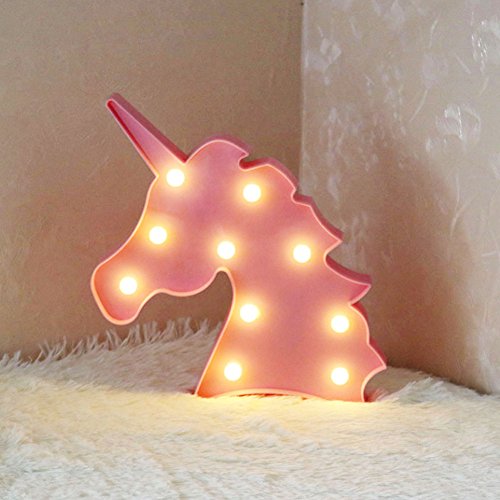 Unicorn LED Night Light, Decorative Marquee Signs Letter Lamp ,3D Battery Operated led ligths Wall Decoration for Living Room,Bedroom ,Home, Christmas,Party as Kids Gift (Unicorn head Pink)