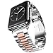 U191U Metal Bands Compatible with Apple Watch Band 41mm 40mm 38mm, Dressy Stainless Steel Chain Strap for Men iWatch Series Ultra/Ultra2/9/8/7/6/5/4/3/2/1 SE, Silver/Pink
