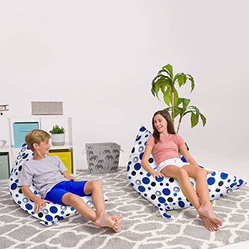 Posh Beanbags Bean Bag Chair, 100LMedium Twist, Canvas Bubbles Blue