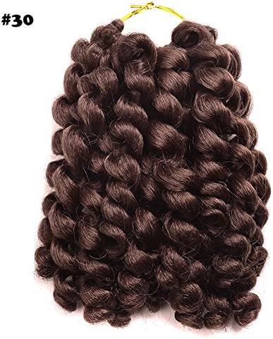 Short Curl 8 inch 75g/pc Afro Kinky Twist Hair Crochet Braids Ombre Synthetic Wand Curl Curly Braiding Crochet Hair Extensions (8", #30)
