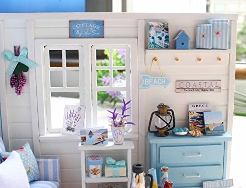 Cuteroom DIY Holz Puppenhaus Handmade Miniatur Kit - LED Wohnzimmer Modell & alle Möbel – Bild 5