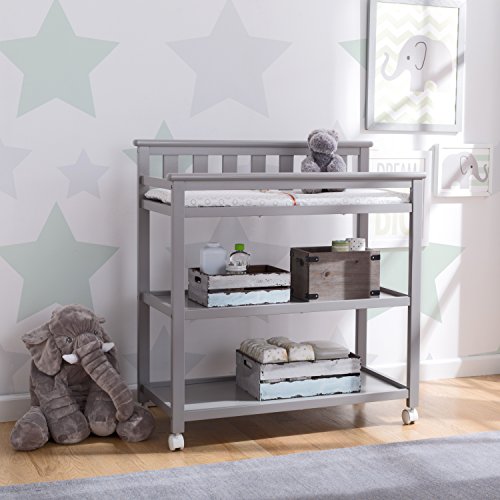 Delta Children Flat Top Changing Table with Wheels and Changing Pad
