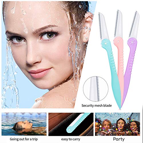 Eyebrow Razor, Lameila 3Pcs Folding Eyebrow Shaper Trimmer Eyebrow Shaver, Facial hair Razor, Hair Shaving Grooming Trimmer Tools Set with safety net, for Both Women and Men