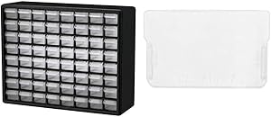 Akro-Mils 64 Drawer 10164, Plastic Parts Storage Hardware and Craft Cabinet, Black (1-Pack) & 40716 Accessory Dividers for Plastic Storage Hardware Cabinet Small Drawers, Pack of 16