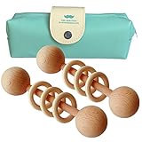Fuman Organic Wood Montessori Styled Baby Rattle - Perfect Grasping Teething Toy for Toddlers (2 Pack Rattle)