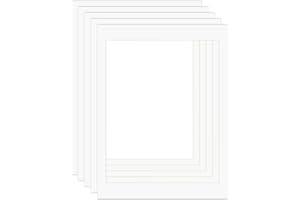 ZBEIVAN 18x24 White Picture Mats for 16x20 Pictures with Core Bevel Cut Frame Mattes - Pack of 5