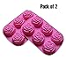 BAKER DEPOT Silicone Mold for Handmade Soap, Cake, Jelly, Pudding, Chocolate, 6 Cavity Rose Design, Set of 2