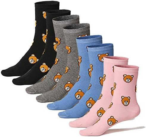 4 Pack Cartoon pattern combed cotton leisure cotton socks tube socks for women
