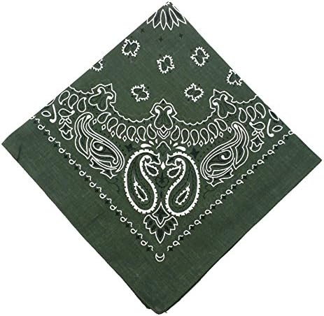 Hip hop sports style 100% Cotton Bandana Paisley Print Headwrap Handkerchief Army green one size