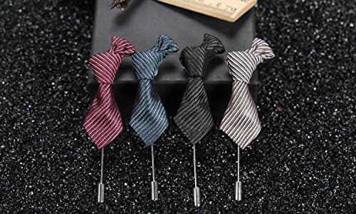 Men's Lapel Pin,Mini Necktie Design Brooch Pin for Suit (Pack of 4)