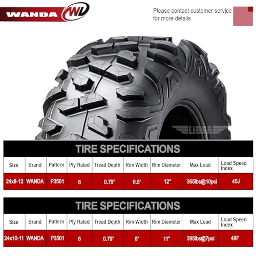 Full Set All Terrain ATV tires 24x812 & 24x1011 fit for 0417 Honda