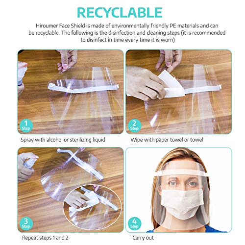 10Pcs Value Pack Safety Face Shields with Protective Clear Film To Protect Eyes and Face Full Face Cover for Men and Women Anti-Fog, Anti-Saliva, Windproof Dustproof (10PCS)