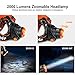 Techole Headlamp Flashlight Bright Headlight - 2000 Lumens Waterproof and Rechargeable Head Lamp Up to 500ft Range with 3 Modes Red Light Adjustable Strap, LED Headlamps for Camping, Hiking, Running
