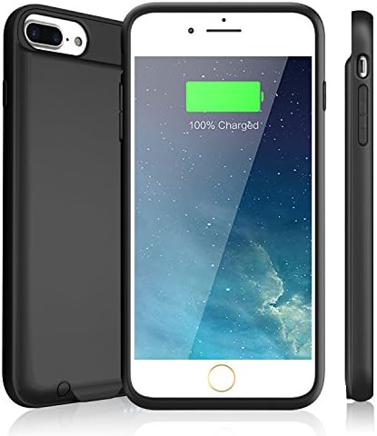 Battery Case for iPhone 7Plus with 4000mAh, Rechargeable Case with 3000mAh, Ultra Slim Portable Charger Case [Support Lightning-equipped EarPods Audio Output and Answer Calls] 5.5 inch Black