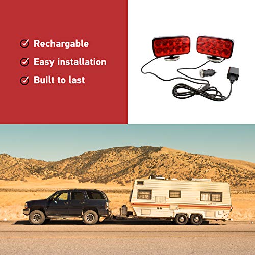 ABN Wireless Tow Lights, LED SAE Rechargeable Car Towing Lights Wireless Trailer Lights