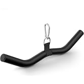 LAT Pulldown Attachments, Black Steel Lat Bar Cable Attachments Handles, Home Gym Cable Machine Accessories, Tricep Rope, Rowing LAT Pull Down Bar, Straight Bar, Double D Handles, Exercise Handles