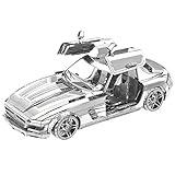 MOTU 3D Metal Puzzle Benz Butterfly Wings Sports Car Assemble Model Kits I22219 DIY 3D Laser Cut Jigsaw Toy