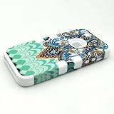 HJX White iphone 4S/4G Cool 3-Piece Butterfly Tribal Tribe Pattern High Impact Silicone Hybrid Combo Hard Case Cover for iPhone 4 4G 4S