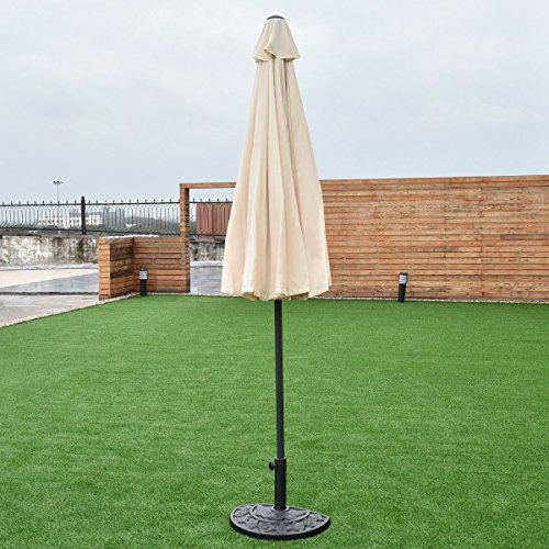 onestops8 Outdoor 9ft Patio Umbrella Sunshade Cover Market Garden Cafe Crank Tilt Beige - Thumbnail 3