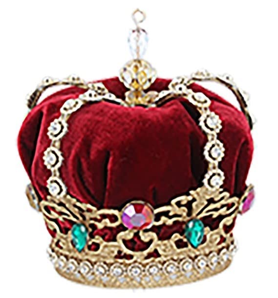 Gisela Graham Jewelled Metal Crown/Red Velvet Tree Topper