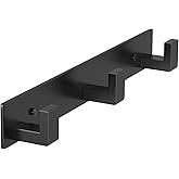 PMMASTO Coat Rack Wall Mount, Coat Hooks Wall Hooks for Hanging, Stainless Steel Coat Hanger Towel Hooks for Bathrooms, Coat Rack Hat Rack (Black 3 Hooks, 1 Pack)