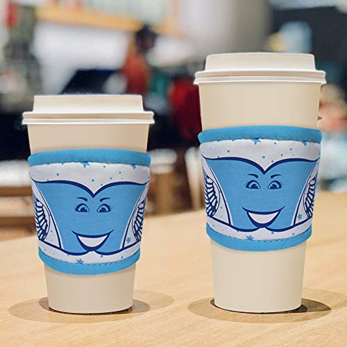 ABCKEY Insulated Cotton Reusable Cup Sleeves for Coffee Tea Cold Drinks,Cup Sleeves for Hot Drinks (Sky Blue)