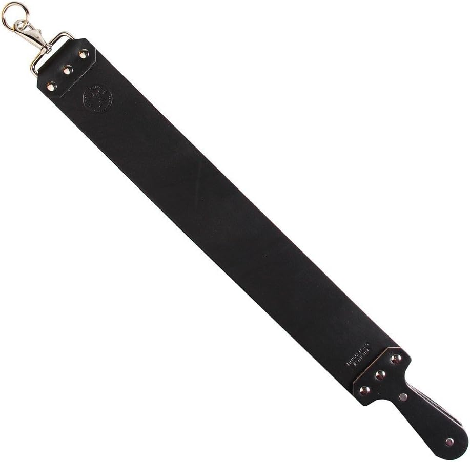 ROYAL SHAVE 3" Black Latigo Leather Straight Razor Strop with Handle - For Straight Razor Sharpening- Made in USA
