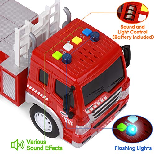 Fire Trucks for Boys Firetruck & 5 FiremanToy with Lights and Sounds