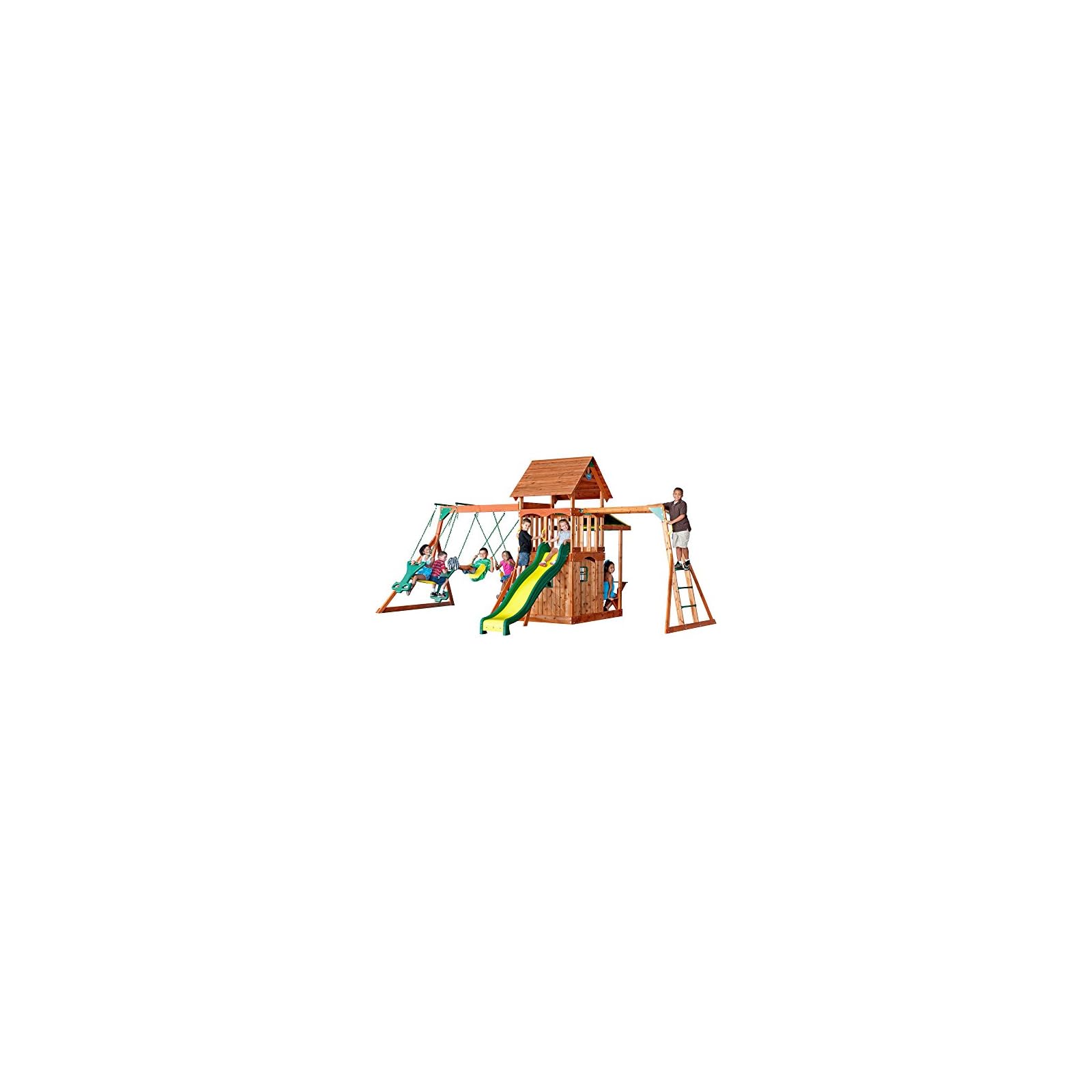 Backyard Discovery Saratoga All Cedar Wood Playset Swing Set Epic