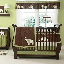 Unique Crib Bedding Green Elephant 5 Piece Baby Crib Bedding Set with Bumper by Carters