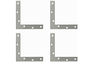 Alise Stainless Steel L Brackets Flat Shape Repair Mending Plate Joining Support Brace 150mm x 150mm,4 Pcs Silver