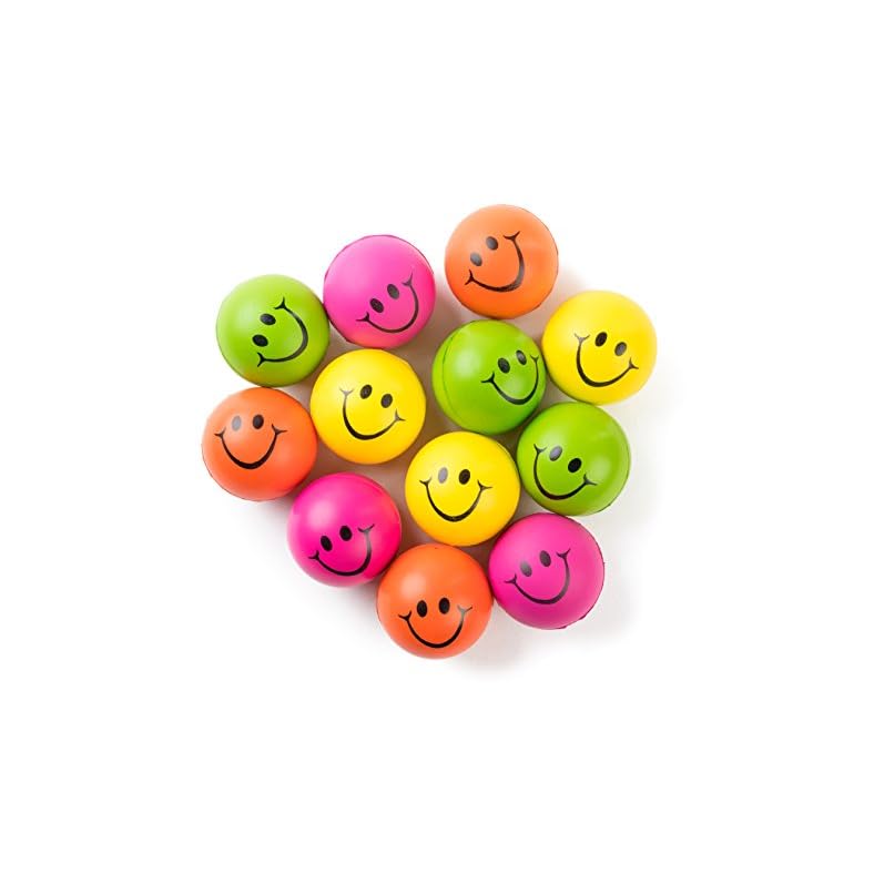 Be Happy! Neon Colored Smile Funny Face Stress Ball – Happy Smile Face Squishies Toys Stress Foam Balls for Soft Play…