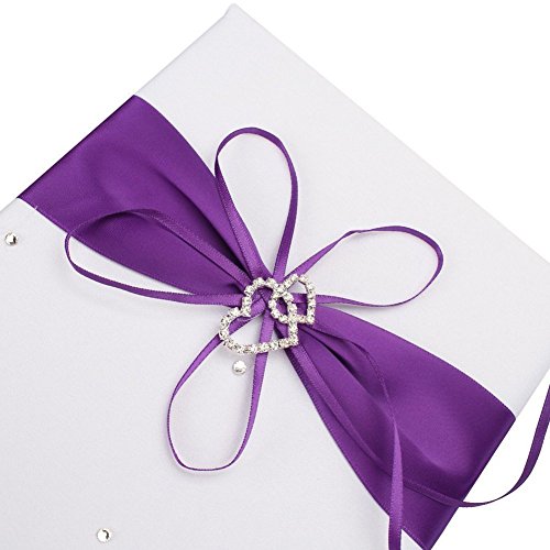 Youzpin 2Pcs Romantic Wedding Ceremony Party Favor Sets, Double Heart Rhinestone Decor Wedding Guest Book +Pen Set for Elegant Wedding Birthday Party Baby Shower Wedding Decoration Supplies