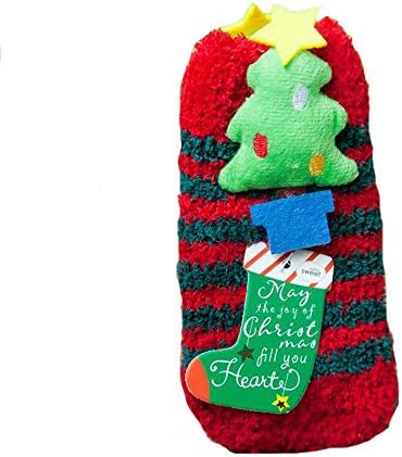 AMPretty Christmas Socks For Kids Girls Boys Baby With Grips Slippers Socks For Toddlers Kids With Grippers Warm Winter Christmastree