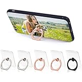 Phone Ring Cell Phone Ring Holder 360 Degree Rotation Phone Ring Holder Transparent Finger Ring Stand Kickstand for iPhone Android Phones iPhone Ring iPhone Holder for Hand Set of 5