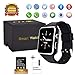 Upgraded Bluetooth Smart Watch with Camera Sync Calls/Music/Text/Pedometer Fitness Tracker for Android/iOS Smart Phones (Black)