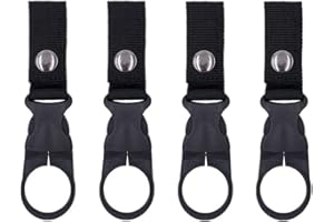 SUSU BLOCK 4PCS Bottle Buckle Clip Hanging Buckle Portable Water Bottle Ring Holder Keychain Mineral Water Bottle Clip for Backpack Belt Nylon Webbing Strap for Outdoor Tactical Camping Hiking