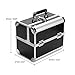 Professional Makeup Train Case Travel Beauty Cosmetic Trolley Box w/ 4 Adjustable Trays & Security Lock Makeup Cosmetic Organizer 12 Inch Large Black