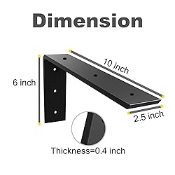 Countertop Support Bracket 2 Pack Black 3/8" Thick