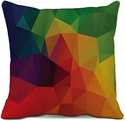 Geometry Decorative Throw Pillow Cases Cotton Linen Square Cushion Covers Colorful Geometry Pillow Cover for Sofa Couch Home Decor 18 X 18 Inch