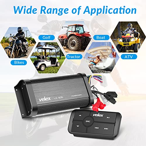 Marine Bluetooth Amplifier Waterproof Class D Amp UTV Amp 4 Channel with Controller for Boat