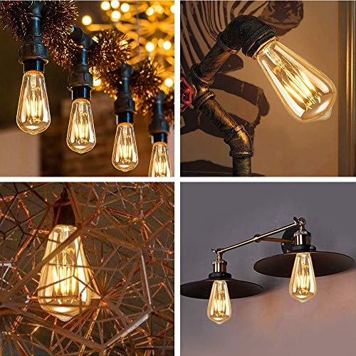 Zorara E27 ST64 Edison gloeilamp, 3 stuks Edison Vintage gloeilampen, 4W 220V dimbare Edison LED-lamp, warm wit antieke… - Afbeelding 8